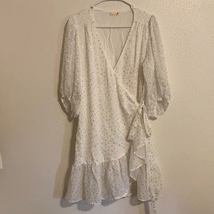 Maronie White and Silver Wrap Dress